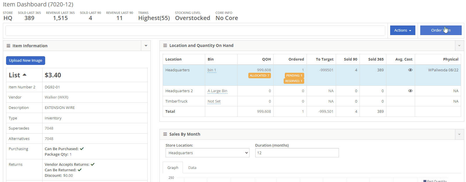 New Sales Order from Item Dashboard