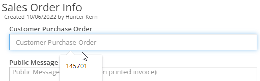 Customer Purchase Order