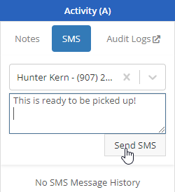 SMS from Activity Tab